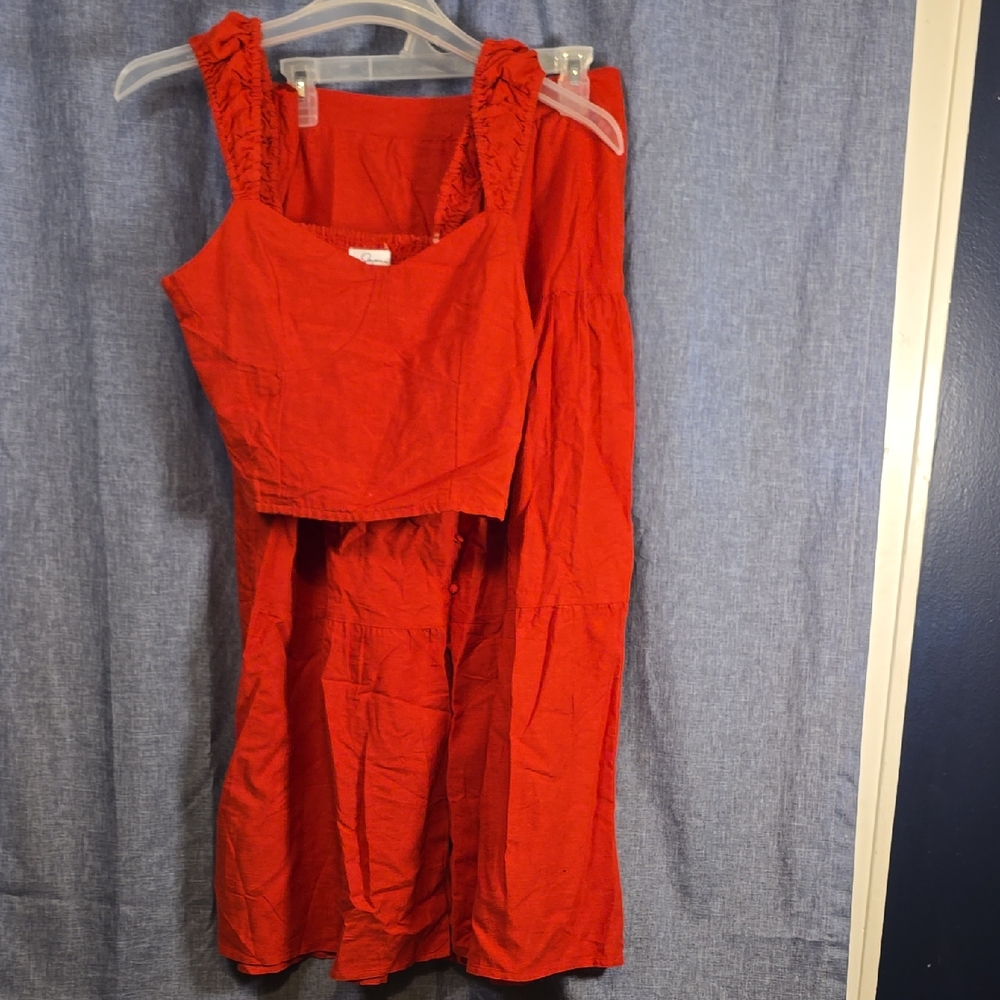 Japna Two Piece Tank Crop & Matching Skirt Large NWT